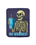No Worries Skeleton – Iron-On Patch (2.5" x 3")